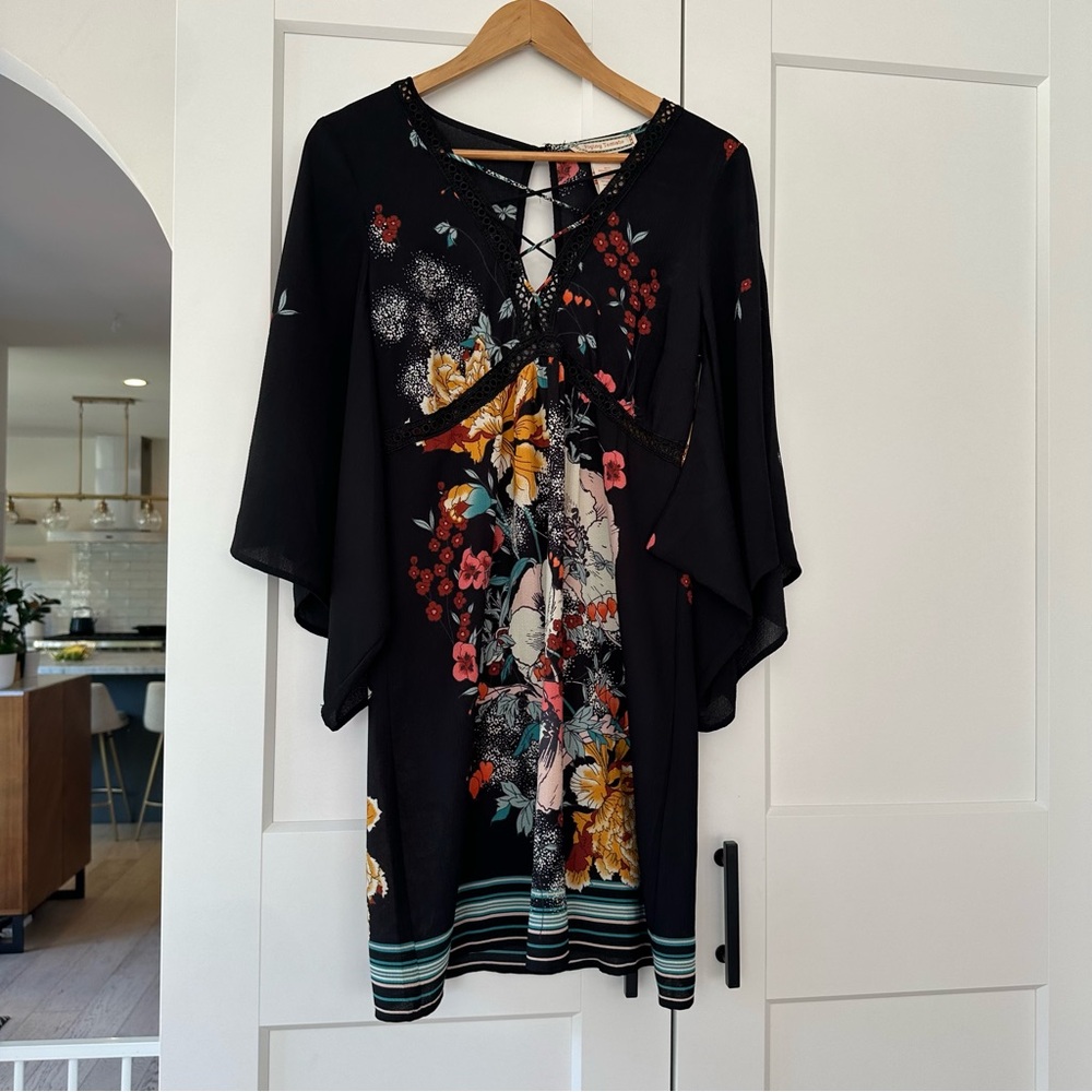 Floral Black Women's Dress